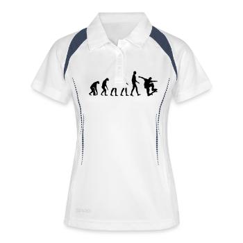 Skater Evolution - Skateboard - Skating - Geschenk - Frauen Polo atmungsaktiv - Weiß/Navy - Vorne