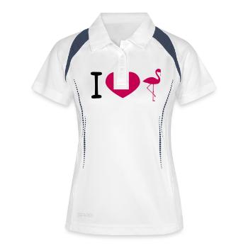 heart i love love silhouette outline flamingo clipa - Women's Polo breathable - white/navy - Front
