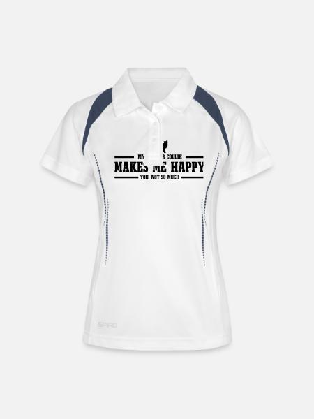 BORDER COLLIE makes me happy - Women's Polo breathable - white/navy