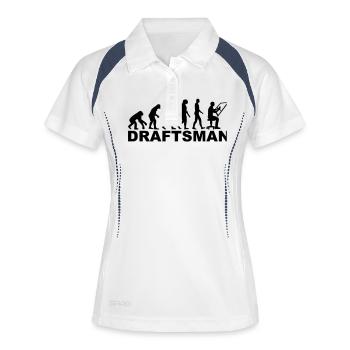 Bauzeichner - Frauen Polo atmungsaktiv - Weiß/Navy - Vorne