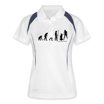 evolution_wedding1 - Frauen Polo atmungsaktiv - Weiß/Navy - Vorne