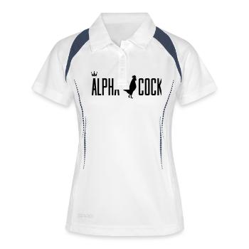 hahn alpha cock - Frauen Polo atmungsaktiv - Weiß/Navy - Vorne