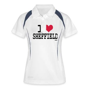 j'aime Sheffield par wam - Polo respirant Femme - blanc/marine - Devant