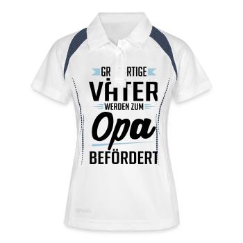 großartige Väter werden zum Opa befördert - Frauen Polo atmungsaktiv - Weiß/Navy - Vorne