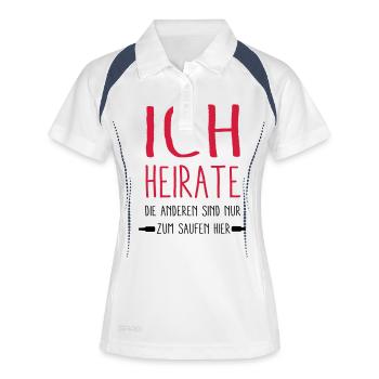 ich Heirate - Frauen Polo atmungsaktiv - Weiß/Navy - Vorne
