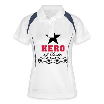 hero of chain - Frauen Polo atmungsaktiv - Weiß/Navy - Vorne