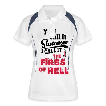 Du nennst es Sommer, Hitzewelle Geschenk - Frauen Polo atmungsaktiv - Weiß/Navy - Vorne