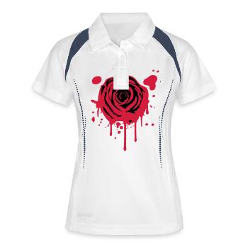 Rouge sang éclabousse KLEX graffiti rose - Polo respirant Femme - blanc/marine - Devant