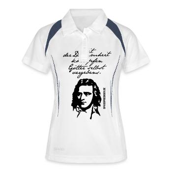Friedrich Schiller Zitat Dummheit - Frauen Polo atmungsaktiv - Weiß/Navy - Vorne