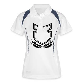 laurel couronne bouclier emblème emblème cadre ban - Polo respirant Femme - blanc/marine - Devant