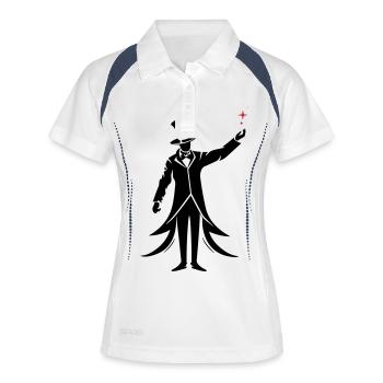 magicien silhouette sorcier - Polo respirant Femme - blanc/marine - Devant