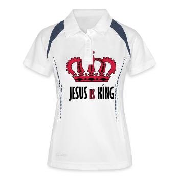 JESUS is KING - Frauen Polo atmungsaktiv - Weiß/Navy - Vorne