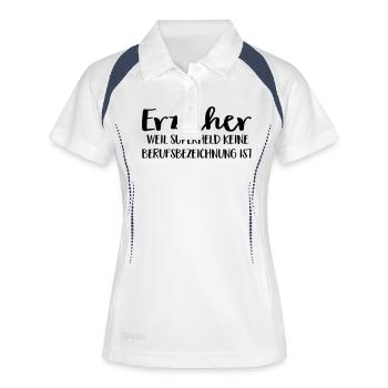 2541614 128806376 Erzieher - Frauen Polo atmungsaktiv - Weiß/Navy - Vorne
