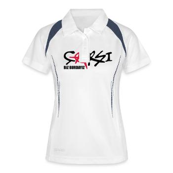 CARSI biz burdayiz - Frauen Polo atmungsaktiv - Weiß/Navy - Vorne