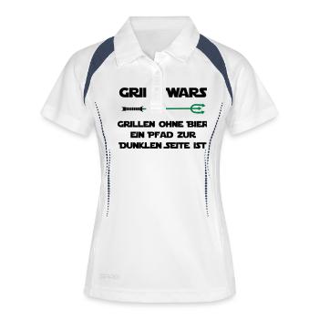 Grill Wars Grillen Bier - Frauen Polo atmungsaktiv - Weiß/Navy - Vorne