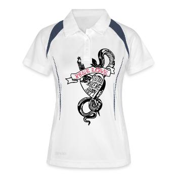 TRUE LOVE - Frauen Polo atmungsaktiv - Weiß/Navy - Vorne