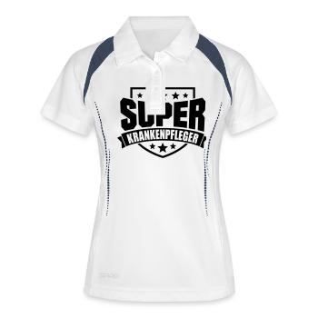 Super Krankenpfleger - Frauen Polo atmungsaktiv - Weiß/Navy - Vorne