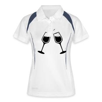 Cheers / Prost /Anstossen - Frauen Polo atmungsaktiv - Weiß/Navy - Vorne