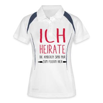 - ich Heirate - - Frauen Polo atmungsaktiv - Weiß/Navy - Vorne