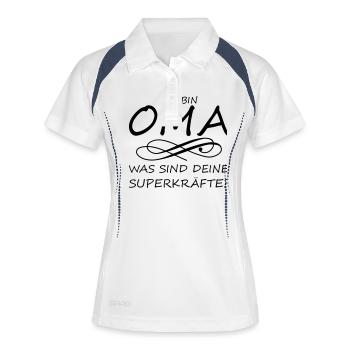 Ich bin Oma was sind deine Superkräfte? - Frauen Polo atmungsaktiv - Weiß/Navy - Vorne