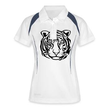 Tiger-Face-Outline - Frauen Polo atmungsaktiv - Weiß/Navy - Vorne
