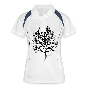 Baum - Frauen Polo atmungsaktiv - Weiß/Navy - Vorne