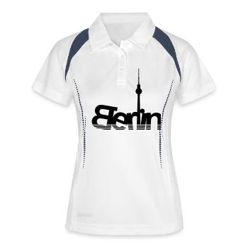 Berlin Fernsehturm - Frauen Polo atmungsaktiv - Weiß/Navy - Vorne