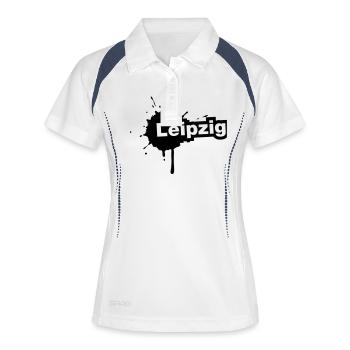 Leipzig Splatter - Frauen Polo atmungsaktiv - Weiß/Navy - Vorne