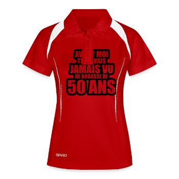 tu n'avais jamais vu de bogosse de 50 ans - Polo respirant Femme - blanc/marine - Devant