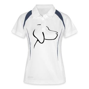 Hund - Frauen Polo atmungsaktiv - Weiß/Navy - Vorne