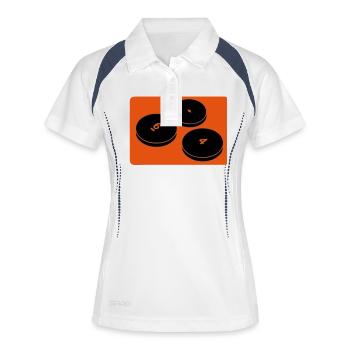 petit2 Puck Brettspiel Club-Logo - Frauen Polo atmungsaktiv - Weiß/Navy - Vorne