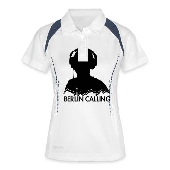 Berlin Calling Hoodie - Frauen Polo atmungsaktiv - Weiß/Navy - Vorne