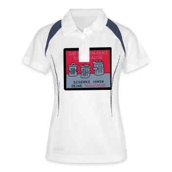 Gib Bayernfans ein Zuhause! - Frauen Polo atmungsaktiv - Weiß/Navy - Vorne