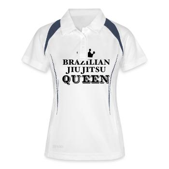 brazilian jiu jitsu bjj queen - Frauen Polo atmungsaktiv - Weiß/Navy - Vorne