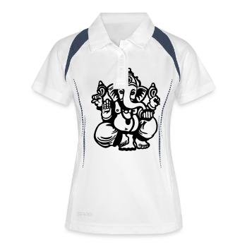 ganesha ganesh zen india god of india yoga zen - Frauen Polo atmungsaktiv - Weiß/Navy - Vorne