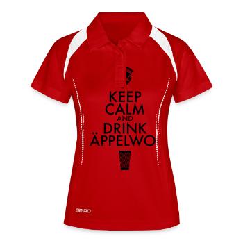 KEEP CALM AND DRINK ÄPPELWOI - Frankfurt Fan Shirt - Frauen Polo atmungsaktiv - Weiß/Navy - Vorne