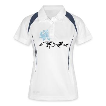 blume - Frauen Polo atmungsaktiv - Weiß/Navy - Vorne