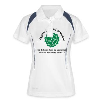 Vegetarier sind grausam - Frauen Polo atmungsaktiv - Weiß/Navy - Vorne