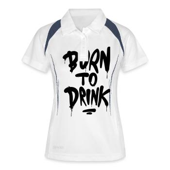 Born to drink - Frauen Polo atmungsaktiv - Weiß/Navy - Vorne