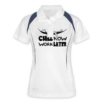Chill maintenant travailler plus tard hamac pour d - Polo respirant Femme - blanc/marine - Devant