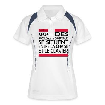 (14_99pourcent) - Polo respirant Femme - blanc/marine - Devant