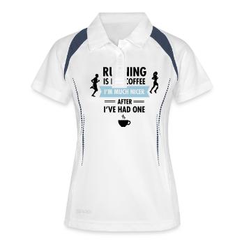 Running Is Like Coffee... - Frauen Polo atmungsaktiv - Weiß/Navy - Vorne