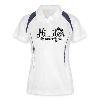 die mit den hunden geht - Frauen Polo atmungsaktiv - Weiß/Navy - Vorne