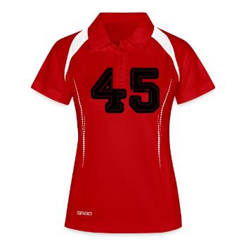 45 - Women's Polo breathable - white/navy - Front