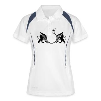 wappen_lions_001 - Frauen Polo atmungsaktiv - Weiß/Navy - Vorne