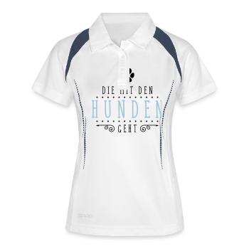 die mit den hunden geht - Frauen Polo atmungsaktiv - Weiß/Navy - Vorne