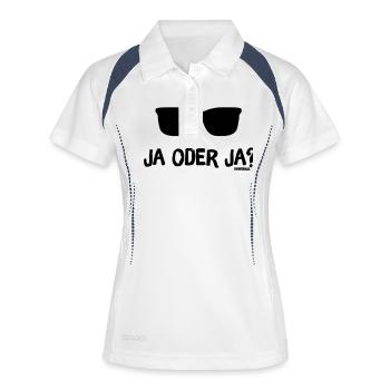 Ja oder Ja? - Frauen Polo atmungsaktiv - Weiß/Navy - Vorne