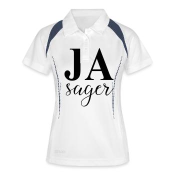 ja_sager - Frauen Polo atmungsaktiv - Weiß/Navy - Vorne