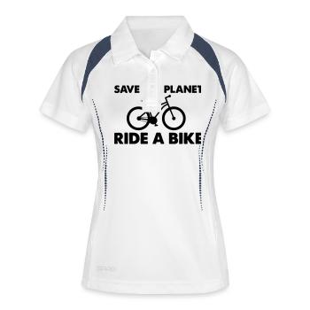 ride a bike - Frauen Polo atmungsaktiv - Weiß/Navy - Vorne