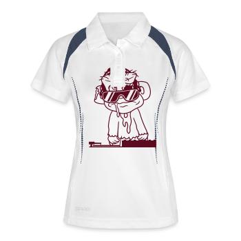 Zombie Horror Halloween DJ Party Musik Mischpult - Frauen Polo atmungsaktiv - Weiß/Navy - Vorne